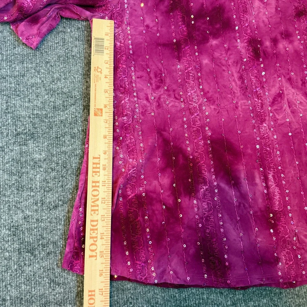 Avenue Purple/Pink Tie Dye Sequin Cold Shoulder Embellished Top Women Sz 14/16 - Picture 10 of 10